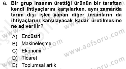 Endüstri Sosyolojisi Dersi 2017 - 2018 Yılı 3 Ders Sınav Soruları 6. Soru