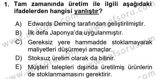 Endüstri Sosyolojisi Dersi 2017 - 2018 Yılı (Vize) Ara Sınav Soruları 1. Soru