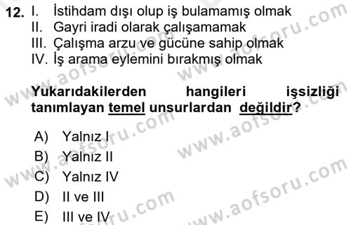 Endüstri Sosyolojisi Dersi 2017 - 2018 Yılı (Vize) Ara Sınav Soruları 12. Soru