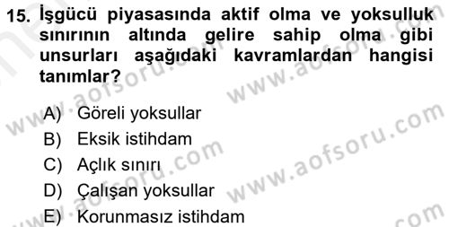 Endüstri Sosyolojisi Dersi 2017 - 2018 Yılı (Vize) Ara Sınav Soruları 15. Soru