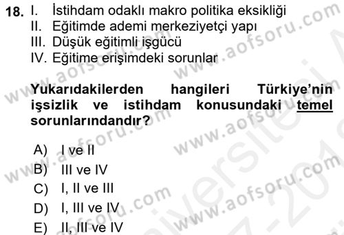 Endüstri Sosyolojisi Dersi 2017 - 2018 Yılı (Vize) Ara Sınav Soruları 18. Soru