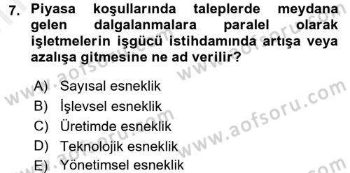 Endüstri Sosyolojisi Dersi 2017 - 2018 Yılı (Vize) Ara Sınav Soruları 7. Soru