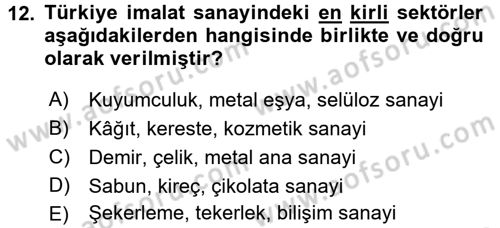Endüstri Sosyolojisi Dersi 2017 - 2018 Yılı (Final) Dönem Sonu Sınav Soruları 12. Soru