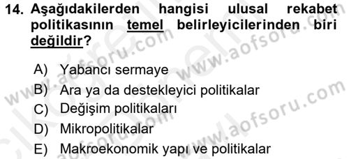 Endüstri Sosyolojisi Dersi 2017 - 2018 Yılı (Final) Dönem Sonu Sınav Soruları 14. Soru