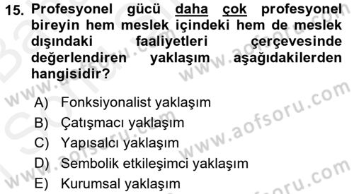 Endüstri Sosyolojisi Dersi 2017 - 2018 Yılı (Final) Dönem Sonu Sınav Soruları 15. Soru