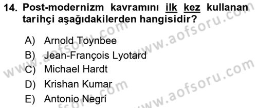 Endüstri Sosyolojisi Dersi 2018 - 2019 Yılı 3 Ders Sınav Soruları 14. Soru