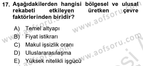 Endüstri Sosyolojisi Dersi 2018 - 2019 Yılı 3 Ders Sınav Soruları 17. Soru
