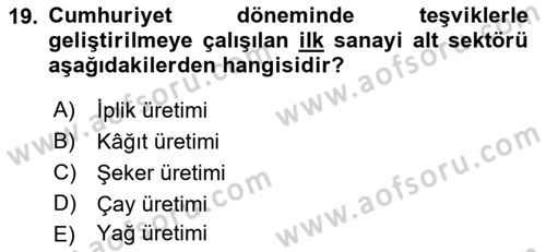 Endüstri Sosyolojisi Dersi 2018 - 2019 Yılı 3 Ders Sınav Soruları 19. Soru