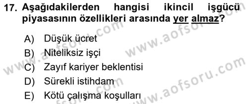 Endüstri Sosyolojisi Dersi 2018 - 2019 Yılı (Vize) Ara Sınav Soruları 17. Soru