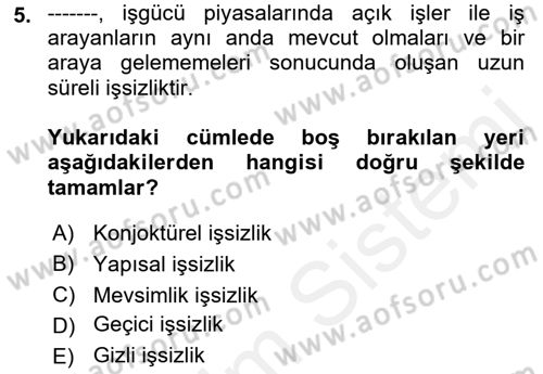 Endüstri Sosyolojisi Dersi 2018 - 2019 Yılı (Vize) Ara Sınav Soruları 5. Soru