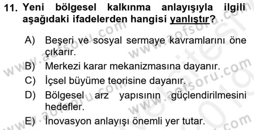 Endüstri Sosyolojisi Dersi 2018 - 2019 Yılı (Final) Dönem Sonu Sınavı 11. Soru