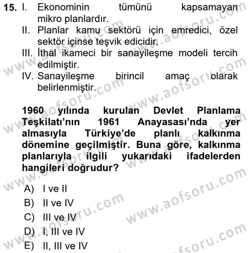 Endüstri Sosyolojisi Dersi 2018 - 2019 Yılı (Final) Dönem Sonu Sınavı 15. Soru