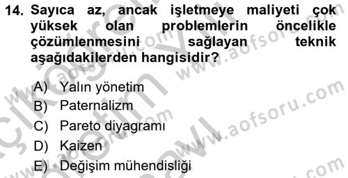 Endüstri Sosyolojisi Dersi 2018 - 2019 Yılı Yaz Okulu Sınavı 14. Soru