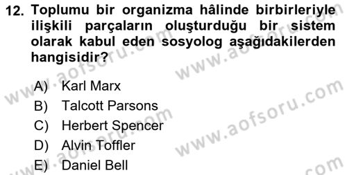 Endüstri Sosyolojisi Dersi 2020 - 2021 Yılı Yaz Okulu Sınav Soruları 12. Soru