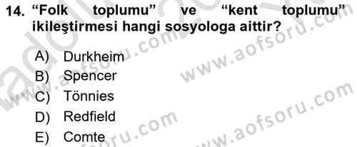 Endüstri Sosyolojisi Dersi 2020 - 2021 Yılı Yaz Okulu Sınav Soruları 14. Soru