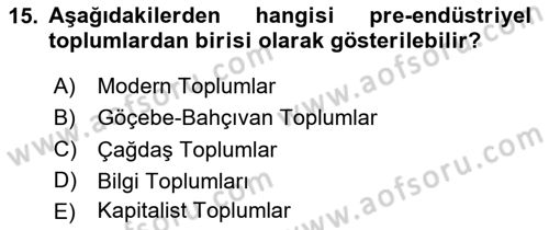 Endüstri Sosyolojisi Dersi 2020 - 2021 Yılı Yaz Okulu Sınav Soruları 15. Soru