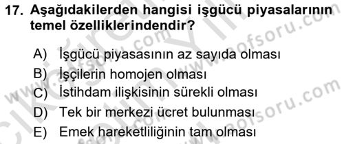 Endüstri Sosyolojisi Dersi 2020 - 2021 Yılı Yaz Okulu Sınav Soruları 17. Soru