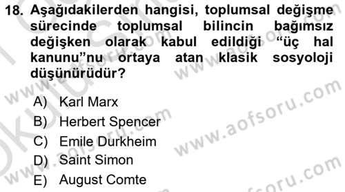 Endüstri Sosyolojisi Dersi 2020 - 2021 Yılı Yaz Okulu Sınav Soruları 18. Soru