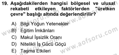 Endüstri Sosyolojisi Dersi 2020 - 2021 Yılı Yaz Okulu Sınav Soruları 19. Soru