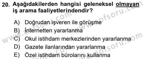 Endüstri Sosyolojisi Dersi 2020 - 2021 Yılı Yaz Okulu Sınav Soruları 20. Soru