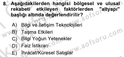Endüstri Sosyolojisi Dersi 2020 - 2021 Yılı Yaz Okulu Sınav Soruları 8. Soru