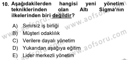 Endüstri Sosyolojisi Dersi 2021 - 2022 Yılı (Vize) Ara Sınav Soruları 10. Soru