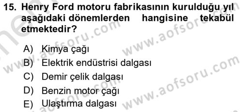 Endüstri Sosyolojisi Dersi 2021 - 2022 Yılı (Vize) Ara Sınav Soruları 15. Soru