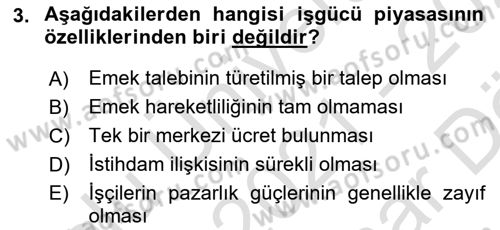 Endüstri Sosyolojisi Dersi 2021 - 2022 Yılı (Vize) Ara Sınav Soruları 3. Soru