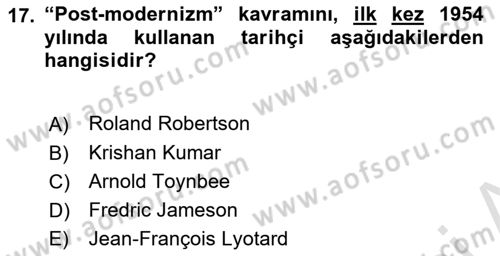 Endüstri Sosyolojisi Dersi 2021 - 2022 Yılı (Final) Dönem Sonu Sınav Soruları 17. Soru