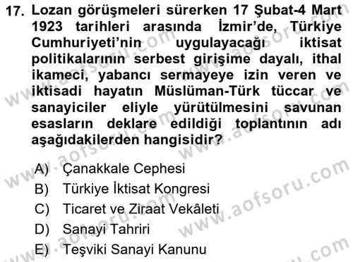 Endüstri Sosyolojisi Dersi 2021 - 2022 Yılı Yaz Okulu Sınav Soruları 17. Soru