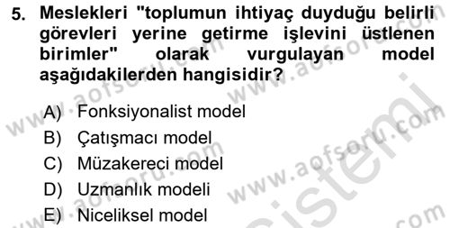 Endüstri Sosyolojisi Dersi 2021 - 2022 Yılı Yaz Okulu Sınav Soruları 5. Soru