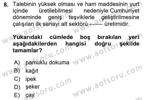 Endüstri Sosyolojisi Dersi 2022 - 2023 Yılı Yaz Okulu Sınav Soruları 8. Soru