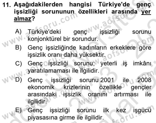 Endüstri Sosyolojisi Dersi 2023 - 2024 Yılı (Vize) Ara Sınav Soruları 11. Soru
