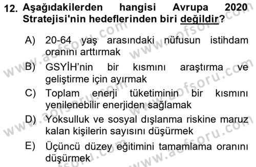 Endüstri Sosyolojisi Dersi 2023 - 2024 Yılı (Vize) Ara Sınav Soruları 12. Soru
