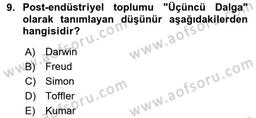 Endüstri Sosyolojisi Dersi 2023 - 2024 Yılı (Vize) Ara Sınav Soruları 9. Soru