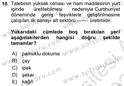 Endüstri Sosyolojisi Dersi 2023 - 2024 Yılı Yaz Okulu Sınav Soruları 10. Soru