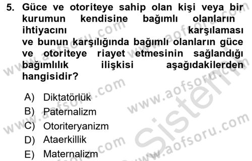 Endüstri Sosyolojisi Dersi 2023 - 2024 Yılı Yaz Okulu Sınav Soruları 5. Soru
