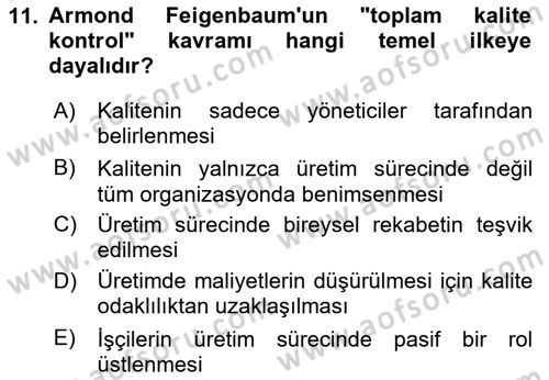 Endüstri Sosyolojisi Dersi 2024 - 2025 Yılı (Vize) Ara Sınav Soruları 11. Soru