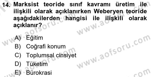Endüstri Sosyolojisi Dersi 2024 - 2025 Yılı (Vize) Ara Sınav Soruları 14. Soru