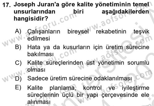 Endüstri Sosyolojisi Dersi 2024 - 2025 Yılı (Vize) Ara Sınav Soruları 17. Soru
