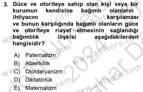 Endüstri Sosyolojisi Dersi 2024 - 2025 Yılı (Vize) Ara Sınav Soruları 3. Soru