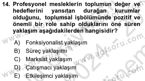 Endüstri Sosyolojisi Dersi 2024 - 2025 Yılı (Final) Dönem Sonu Sınav Soruları 14. Soru