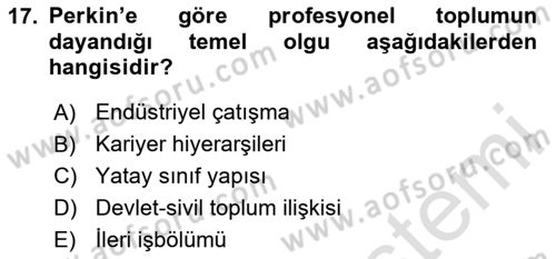 Endüstri Sosyolojisi Dersi 2024 - 2025 Yılı (Final) Dönem Sonu Sınav Soruları 17. Soru