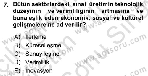 Endüstri Sosyolojisi Dersi 2024 - 2025 Yılı (Final) Dönem Sonu Sınav Soruları 7. Soru