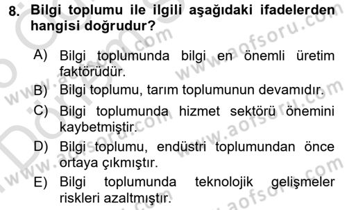 Endüstri Sosyolojisi Dersi 2024 - 2025 Yılı (Final) Dönem Sonu Sınav Soruları 8. Soru