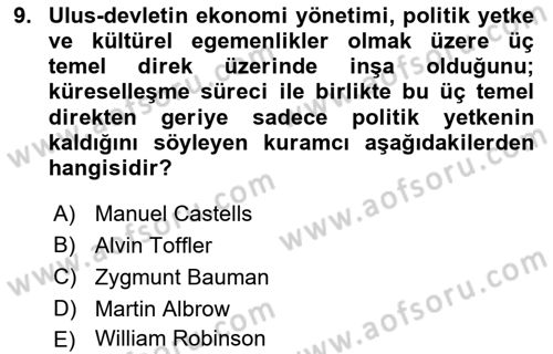 Endüstri Sosyolojisi Dersi 2024 - 2025 Yılı (Final) Dönem Sonu Sınav Soruları 9. Soru