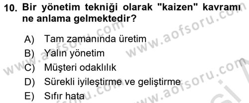 Endüstri Sosyolojisi Dersi 2025 - 2026 Yılı (Vize) Ara Sınav Soruları 10. Soru