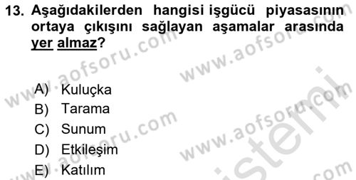 Endüstri Sosyolojisi Dersi 2025 - 2026 Yılı (Vize) Ara Sınav Soruları 13. Soru