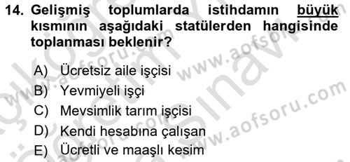Endüstri Sosyolojisi Dersi 2025 - 2026 Yılı (Vize) Ara Sınav Soruları 14. Soru