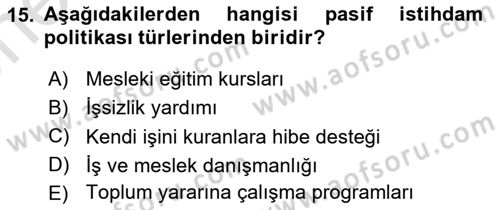 Endüstri Sosyolojisi Dersi 2025 - 2026 Yılı (Vize) Ara Sınav Soruları 15. Soru